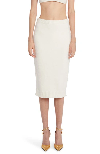Shop Tom Ford Cotton & Cashmere Blend Sweater Skirt In Chalk