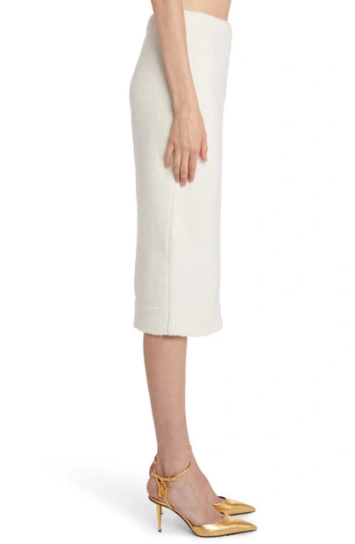 Shop Tom Ford Cotton & Cashmere Blend Sweater Skirt In Chalk