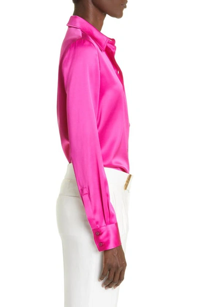 Shop Tom Ford Satin Button-up Blouse In Hot Pink