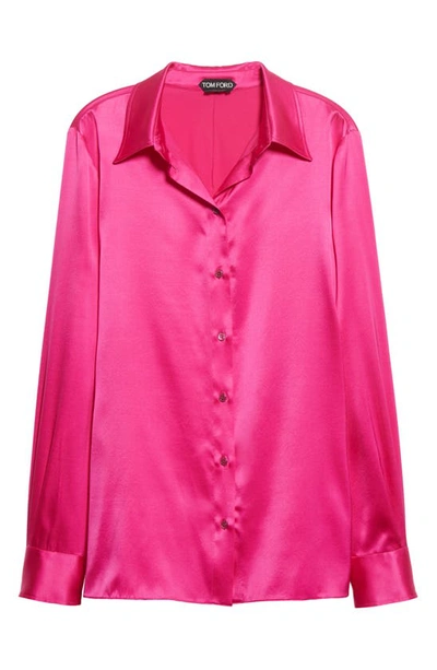 Shop Tom Ford Satin Button-up Blouse In Hot Pink
