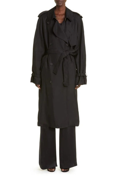 Shop Tom Ford Fluid Twill Trench Coat In Black