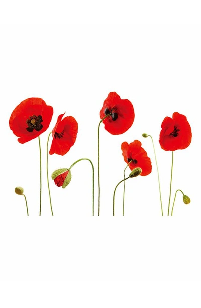 Shop Walplus Red Poppy Flower 2-piece Wall Decals In Black/ Red/ Green