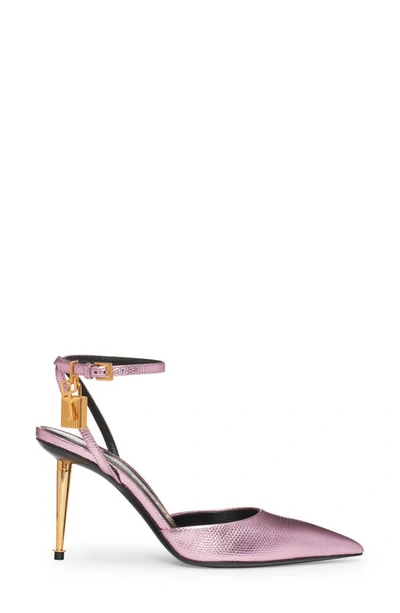 Shop Tom Ford Padlock Pointed Toe Pump In Light Pink