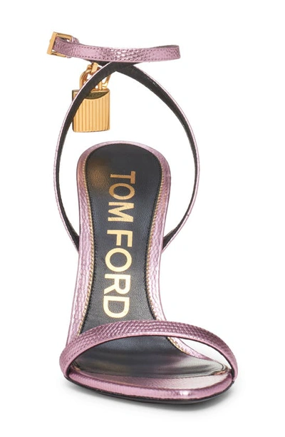 Shop Tom Ford Padlock Naked Metallic Pointy Toe Sandal In Light Pink