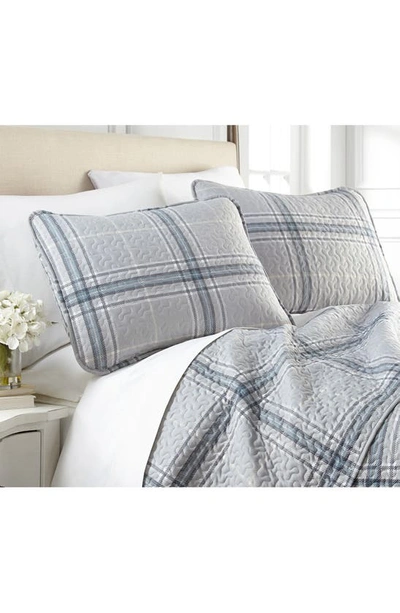 Southshore Fine Linens Plaid Collection- Luxury Premium Oversized Quilt Set In Gray