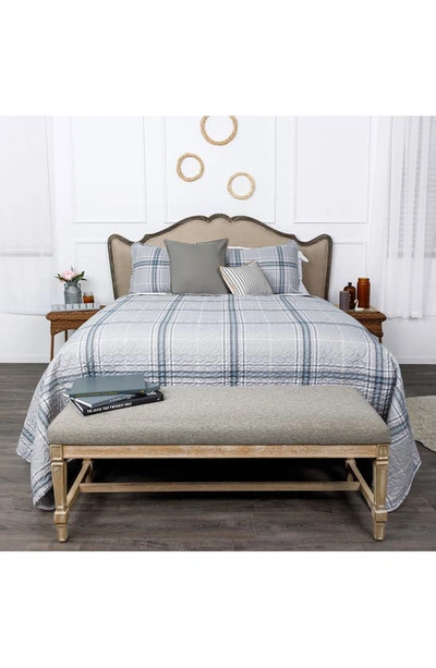 Southshore Fine Linens Plaid Collection- Luxury Premium Oversized Quilt Set In Gray