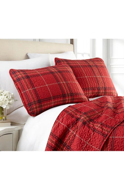 Southshore Fine Linens Plaid Collection- Luxury Premium Oversized Quilt Set In Red