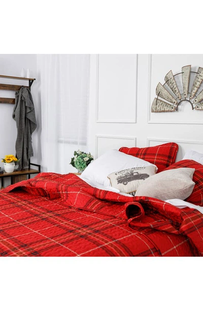 Southshore Fine Linens Plaid Collection- Luxury Premium Oversized Quilt Set In Red
