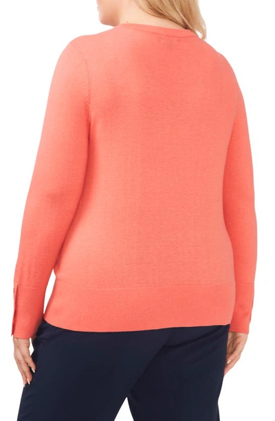 Halogen Button Cuff Cotton Blend Sweater In Porcelain Rose