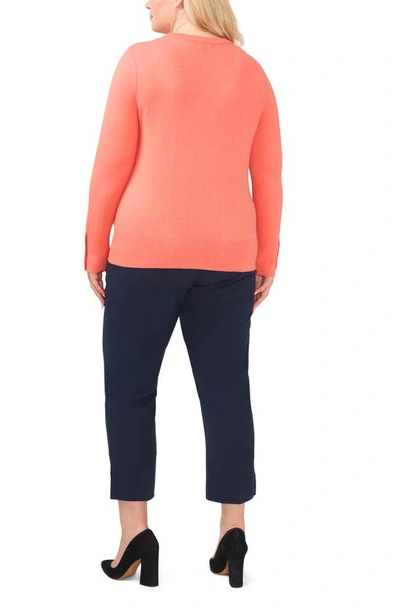 Halogen Button Cuff Cotton Blend Sweater In Porcelain Rose