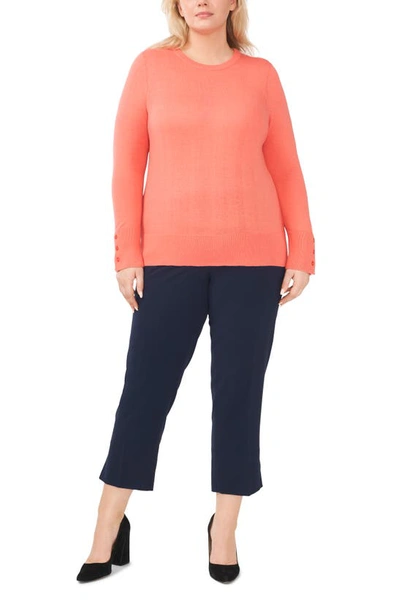 Halogen Button Cuff Cotton Blend Sweater In Porcelain Rose