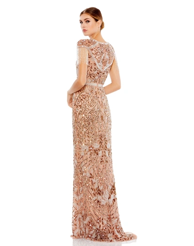 Shop Mac Duggal Copper Embellished Column Gown