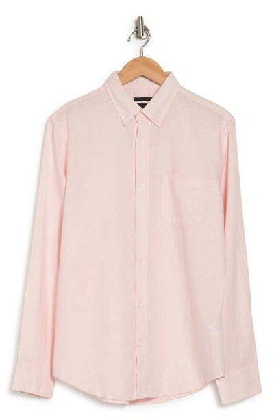 Shop 14th & Union Long Sleeve Slim Fit Linen Cotton Shirt In Pink Parfait