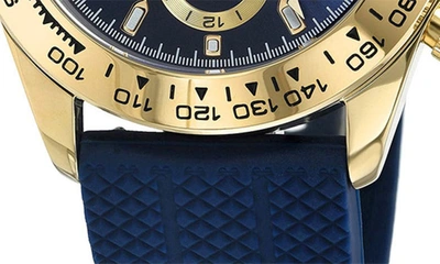 Porsamo Bleu Preston Sport Men's Silicone Strap Watch, 1034bprr In Blue & Gold