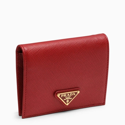 Shop Prada Red Saffiano Leather Small Wallet