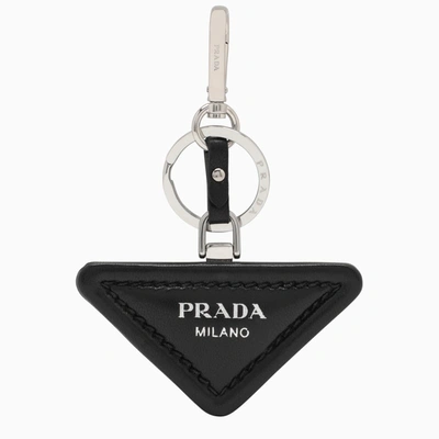 Shop Prada Black Key Ring With Logo