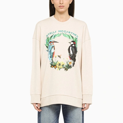 Shop Stella Mccartney Beige Sweatshirt With Embroidery