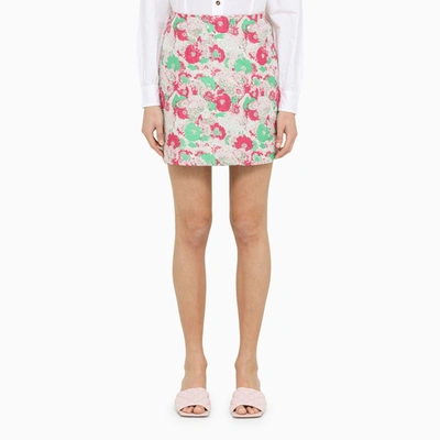 Shop Ganni | Multicoloured Jacquard Miniskirt In Multicolor