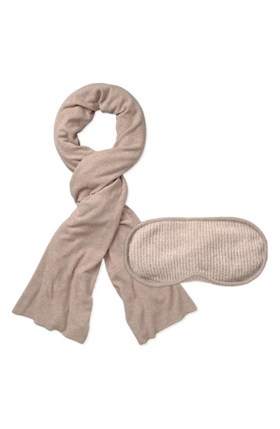 Shop E Marie Travel Blanket And Eye Mask In Heather Nude