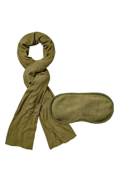 Shop E Marie Travel Blanket And Eye Mask In Heather Olive