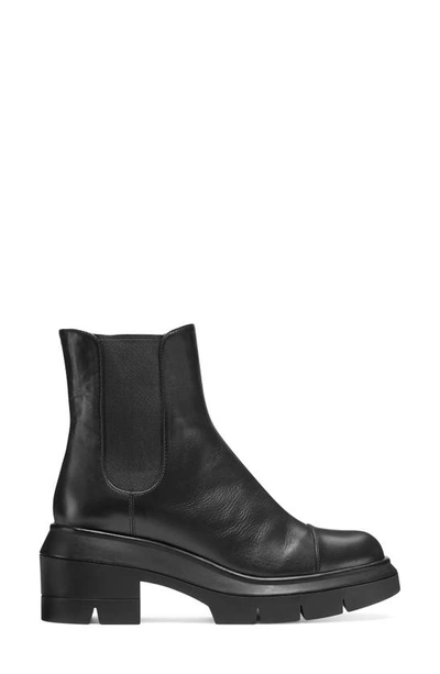 Shop Stuart Weitzman Norah Chelsea Boot In Black Smooth Leather
