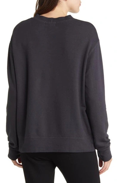 Shop Monrow Supersoft Fleece Boyfriend Sweatshirt In Faded Black