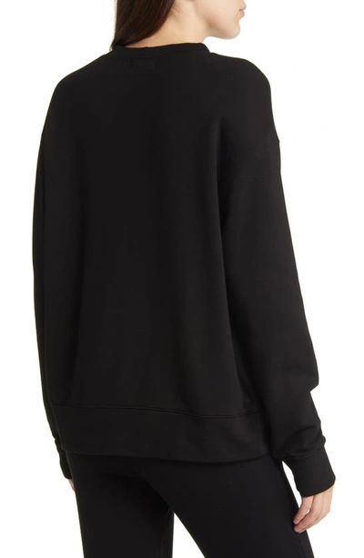 Shop Monrow Supersoft Fleece Boyfriend Sweatshirt In Black