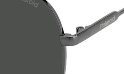 Shop Polaroid 60mm Polarized Aviator Sunglasses In Dark Ruthenium/ Grey Polarized