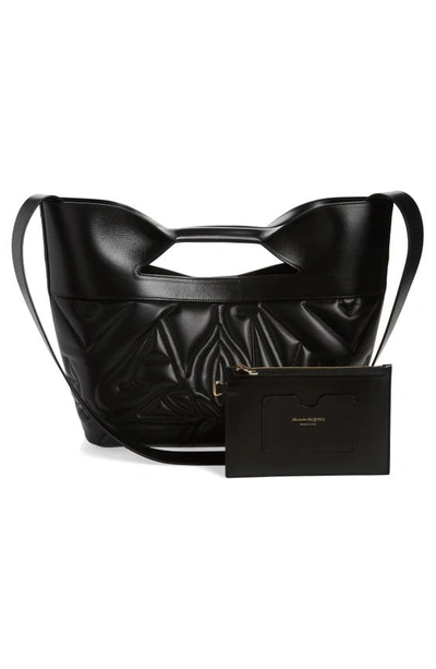 Shop Alexander Mcqueen The Small Bow Logo Quilted Padded Leather Tote In Black