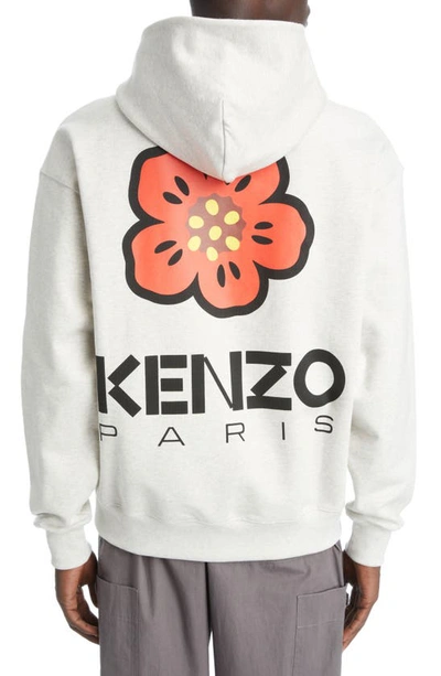 Shop Kenzo Boke Flower Graphic Hoodie In 93 - Pale Grey