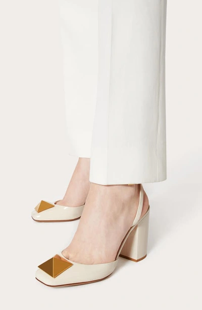 Shop Valentino One Stud Ankle Strap Pump In Ivory