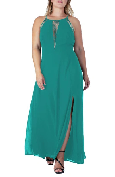 Shop S And P Lace Detail Maxi Dress In Hunter Green