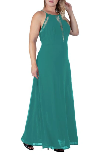 Shop S And P Standards & Practices Lace Detail Maxi Dress In Hunter Green