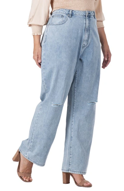 S And P Subtle Distressed Boyfriend Jeans In 3240midstone