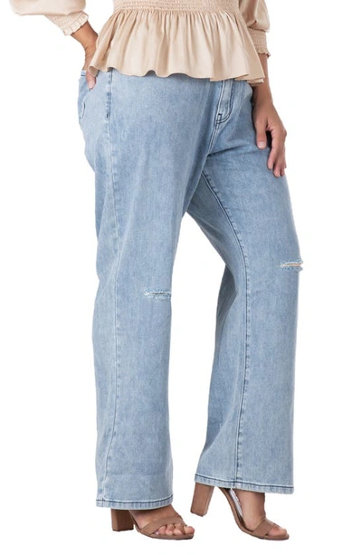 S And P Subtle Distressed Boyfriend Jeans In 3240midstone