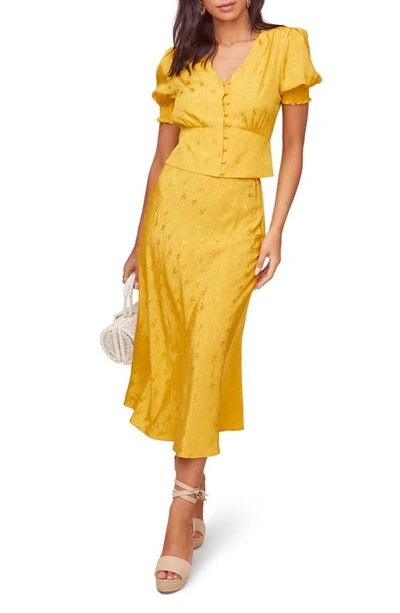 Shop Astr Nava Midi Skirt In Burnt Lemon