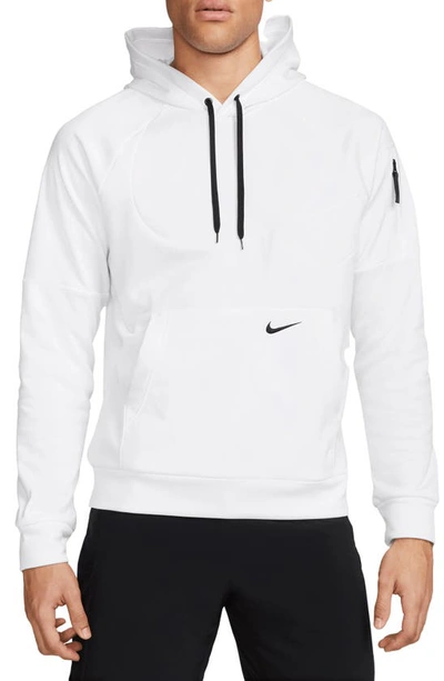 Shop Nike Therma-fit Pullover Hoodie In White/ White/ White/ Black