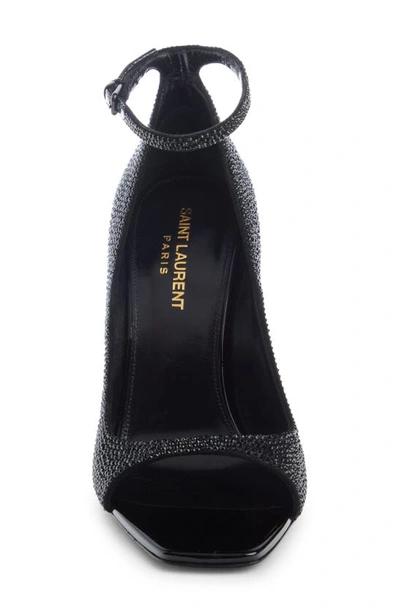 Shop Saint Laurent Opyum Ysl Crystal Embellished Sandal In Nero/ Jet
