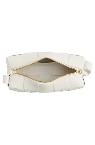 Shop Bottega Veneta Brick Intrecciato Leather Shoulder Bag In 9009 White-gold