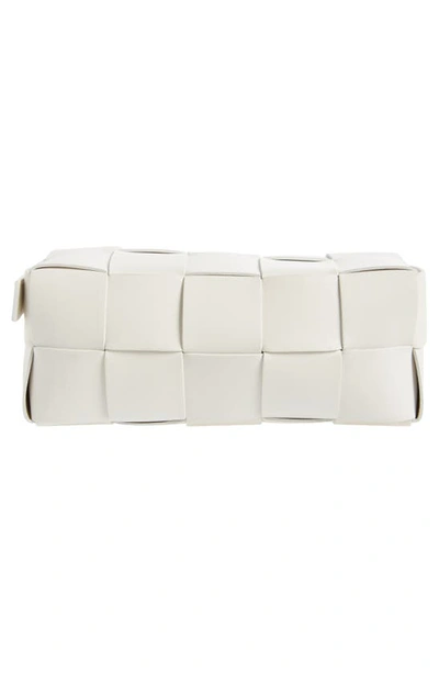 Shop Bottega Veneta Brick Intrecciato Leather Shoulder Bag In 9009 White-gold