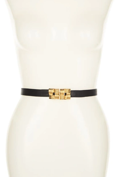 Shop Raina Square Buckle Leather Belt In Black