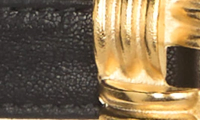 Raina Square Buckle Leather Belt In Black