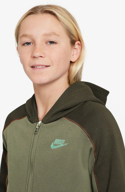 Shop Nike Kids' Sportswear Full Zip Hoodie In Rough Green/ Alligator