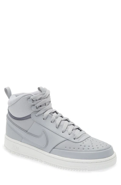 Shop Nike Court Vision Mid Winter Sneaker In Wolf Grey/ Summit White