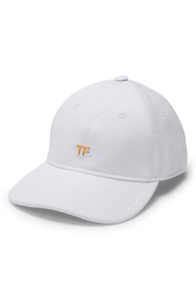 Shop Tom Ford Tf Logo Canvas Baseball Cap In White