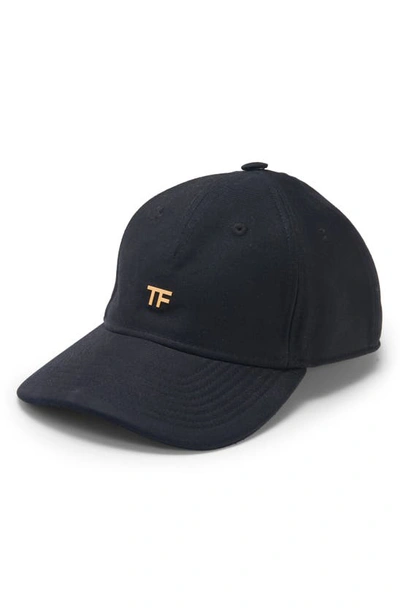 Shop Tom Ford Tf Logo Canvas Baseball Cap In Black