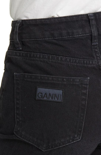 Shop Ganni Betzy Flare Jeans In Washed Black/ Black