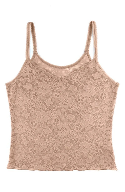 Shop Hanky Panky Daily Lace Sheer Camisole In Taupe