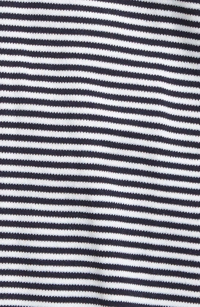 Kissy Kissy Stripe Pima Cotton Zip Footie In Navy