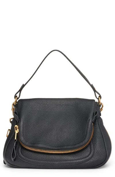 Shop Tom Ford Medium Jennifer Grained Leather Shoulder Bag In Black